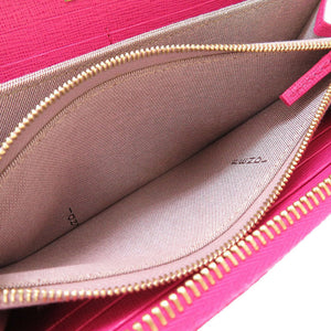 新品同様 フェンディ 8M0299 ロゴ レザー ピンク ラウンドファスナー長財布 財布 0034【中古】FENDI