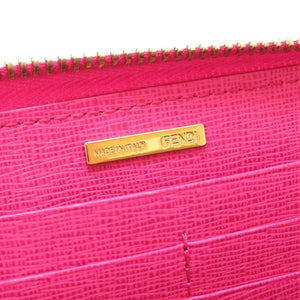 新品同様 フェンディ 8M0299 ロゴ レザー ピンク ラウンドファスナー長財布 財布 0034【中古】FENDI