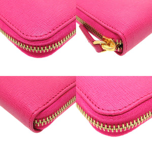 新品同様 フェンディ 8M0299 ロゴ レザー ピンク ラウンドファスナー長財布 財布 0034【中古】FENDI