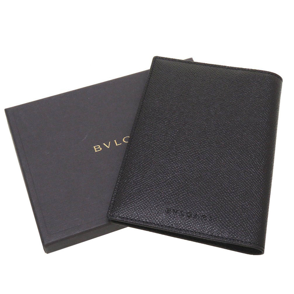 新品同様 ブルガリ レザー ブラック 黒 パスポートケース パスケース 0036【中古】BVLGARI
