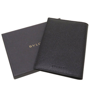 新品同様 ブルガリ レザー ブラック 黒 パスポートケース パスケース 0036【中古】BVLGARI