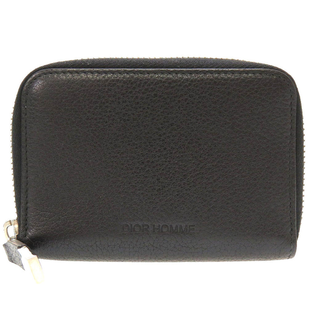 美品 ディオール オム レザー ブラック 黒 メンズ ラウンドファスナー コインケース 0042【中古】DIOR HOMME