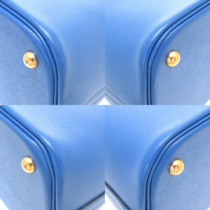 美品 エルメス ボリード35 クシュベル ブルーフランス ゴールド金具 □D刻印 ハンドバッグ バッグ 青 0043 【中古】 HERMES