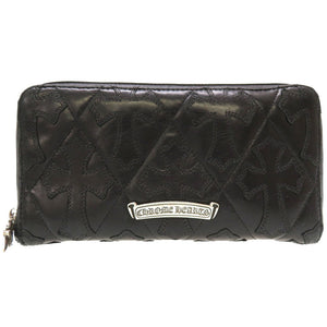 美品 クロムハーツ セメタリ―クロス  レザー ブラック ラウンドファスナー 長財布 財布 黒 0044 【中古】 CHROME HEARTS メンズ