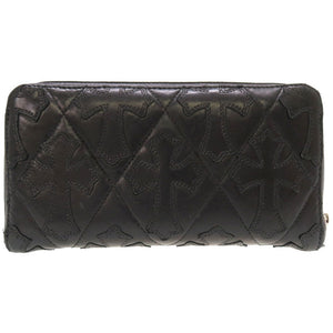 美品 クロムハーツ セメタリ―クロス  レザー ブラック ラウンドファスナー 長財布 財布 黒 0044 【中古】 CHROME HEARTS メンズ