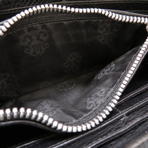 美品 クロムハーツ セメタリ―クロス  レザー ブラック ラウンドファスナー 長財布 財布 黒 0044 【中古】 CHROME HEARTS メンズ