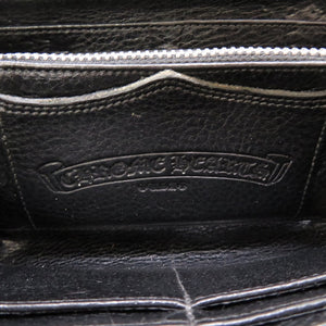 美品 クロムハーツ セメタリ―クロス  レザー ブラック ラウンドファスナー 長財布 財布 黒 0044 【中古】 CHROME HEARTS メンズ