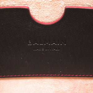 美品 バルマン ロゴプレート レザー ネイビー ゴールド金具 ショルダーバッグ バッグ 紺 0046 【中古】 BALMAIN