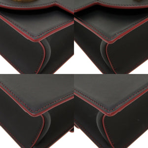 美品 バルマン ロゴプレート レザー ネイビー ゴールド金具 ショルダーバッグ バッグ 紺 0046 【中古】 BALMAIN