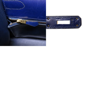 エルメス ケリー32 外縫い ボックスカーフ ブルーロイ ゴールド金具 〇Y刻印 ハンドバッグ バッグ 青 0049 【中古】 HERMES