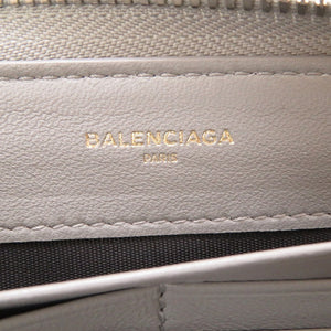 新品同様 バレンシアガ 490625 レザー グレー ラウンドファスナー長財布 財布 0052【中古】BALENCIAGA