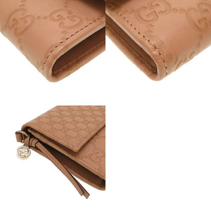 未使用 グッチ 323396 グッチシマ レザー ベージュ 2つ折り長財布 財布 0053【中古】GUCCI