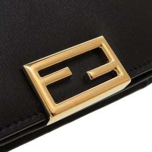 新品 フェンディ 8M0420 コンパクトウォレット レザー ブラック 黒 2つ折り財布 財布 0055【中古】FENDI