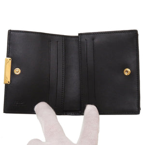 新品 フェンディ 8M0420 コンパクトウォレット レザー ブラック 黒 2つ折り財布 財布 0055【中古】FENDI