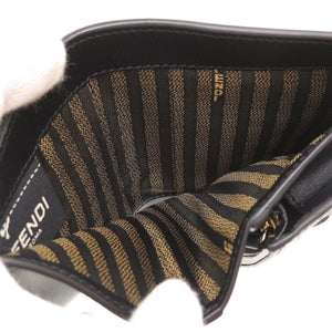 新品 フェンディ 8M0420 コンパクトウォレット レザー ブラック 黒 2つ折り財布 財布 0055【中古】FENDI