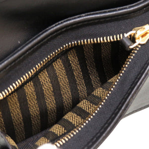 新品 フェンディ 8M0420 コンパクトウォレット レザー ブラック 黒 2つ折り財布 財布 0055【中古】FENDI