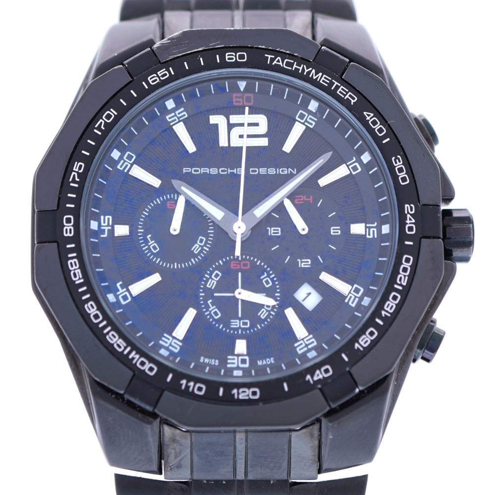 美品 ポルシェデザイン クロノグラフ 180’811 クオーツ 腕時計 SS ブラック 黒文字盤 0062【中古】Porsche Design メンズ