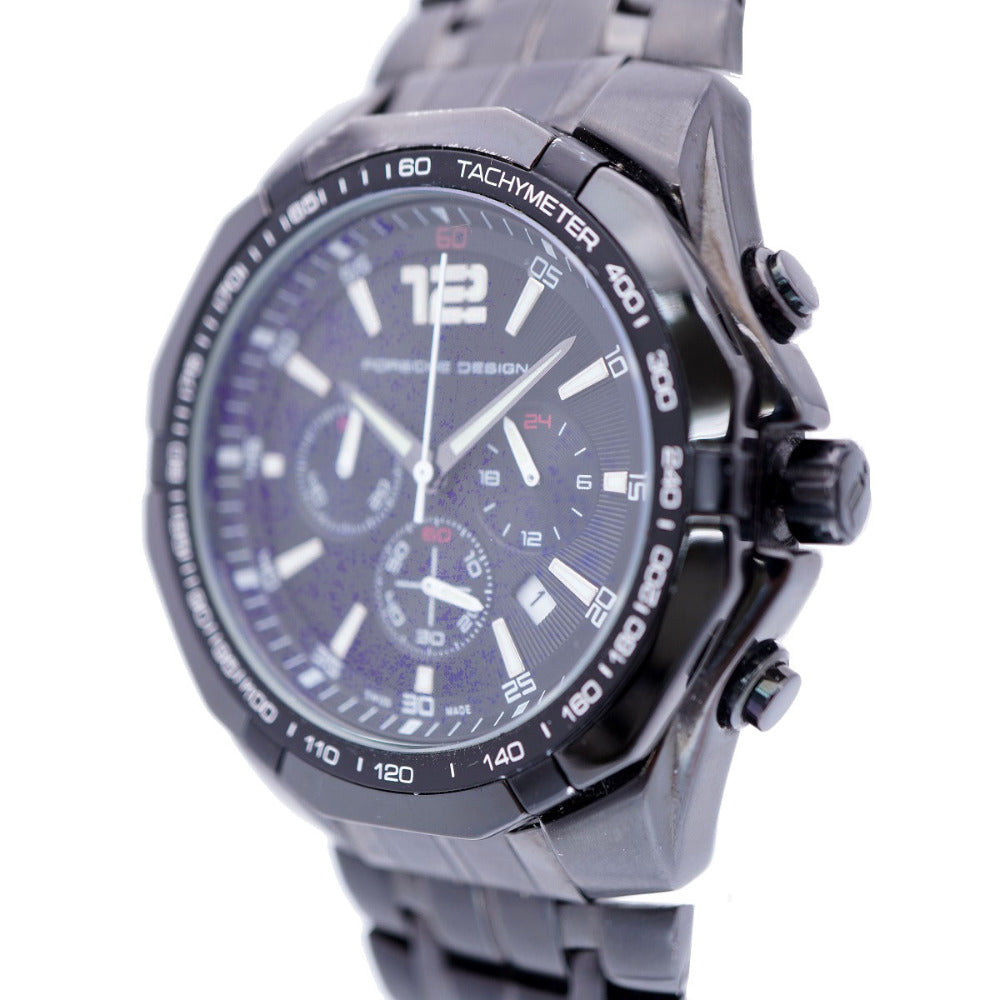 美品 ポルシェデザイン クロノグラフ 180’811 クオーツ 腕時計 SS ブラック 黒文字盤 0062【中古】Porsche Design メンズ