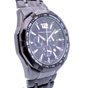 美品 ポルシェデザイン クロノグラフ 180’811 クオーツ 腕時計 SS ブラック 黒文字盤 0062【中古】Porsche Design メンズ