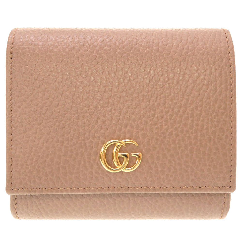 未使用 グッチ GGマーモント レザー ピンク ゴールド金具 598587 二つ折り財布 財布 0064 【中古】 GUCCI