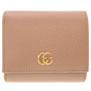 未使用 グッチ GGマーモント レザー ピンク ゴールド金具 598587 二つ折り財布 財布 0064 【中古】 GUCCI
