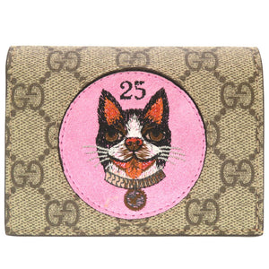 未使用 グッチ GGスプリーム ボスコ アップリケ 506277 ベージュ レッド 二つ折り財布 財布 0065 【中古】 GUCCI