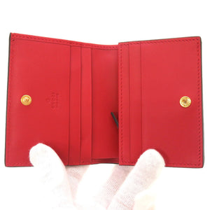 未使用 グッチ GGスプリーム ボスコ アップリケ 506277 ベージュ レッド 二つ折り財布 財布 0065 【中古】 GUCCI