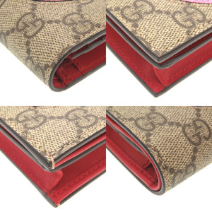 未使用 グッチ GGスプリーム ボスコ アップリケ 506277 ベージュ レッド 二つ折り財布 財布 0065 【中古】 GUCCI