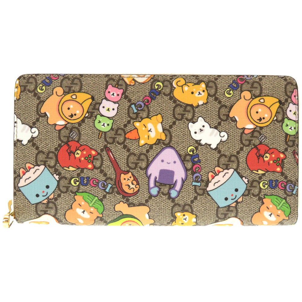 未使用 グッチ GGスプリーム アニマル プリント 736772 ラウンドファスナー 長財布 0066 【中古】 GUCCI