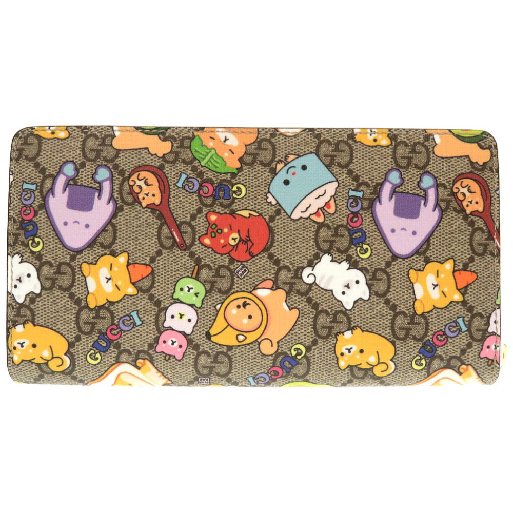 未使用 グッチ GGスプリーム アニマル プリント 736772 ラウンドファスナー 長財布 0066 【中古】 GUCCI
