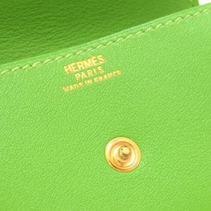 新品同様 エルメス ル ヴァンキャトル LE24 ヴォーガリバー アップルグリーン ゴールド金具 □C刻印 コインケース 小銭入れ 財布 緑 0073 【中古】 HERMES