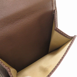 新品同様 ブルガリ レオーニ キャンバス レザー グレー ブラウン 二つ折り財布 財布 茶 0074 【中古】 BVLGARI