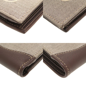 新品同様 ブルガリ レオーニ キャンバス レザー グレー ブラウン 二つ折り財布 財布 茶 0074 【中古】 BVLGARI