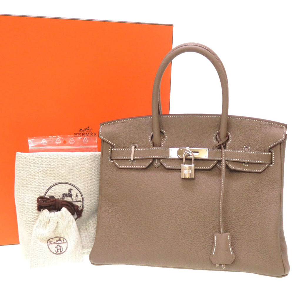 新品同様 エルメス バーキン30 トゴ エトゥープ シルバー金具 Z刻印(2021年製) ハンドバッグ バッグ 0080 【中古】 HERMES