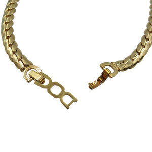 クリスチャンディオール ヴィンテージ メタル ラインストーン ゴールド ホワイト ブルー チョーカー ネックレス 0084【中古】Christian Dior