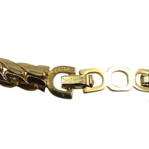 クリスチャンディオール ヴィンテージ メタル ラインストーン ゴールド ホワイト ブルー チョーカー ネックレス 0084【中古】Christian Dior