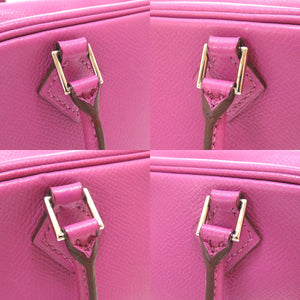 美品 エルメス ミニプリュム ヴォーエプソン シクラメン シルバー金具 □I刻印 ハンドバッグ バッグ 紫 0084 【中古】 HERMES