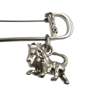 美品 クリスチャンディオール Peter doig　Lion ライオン メタル シルバー ブローチ 0086【中古】Christian Dior