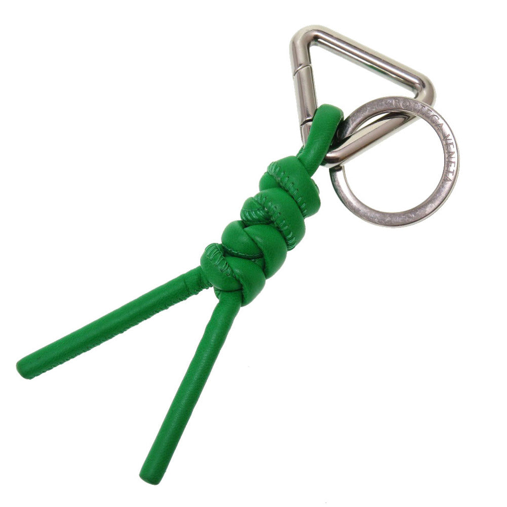 ボッテガヴェネタ トライアングル レザー グリーン メタル キーリング キーホルダー 緑 0089 【中古】 BOTTEGAVENETA