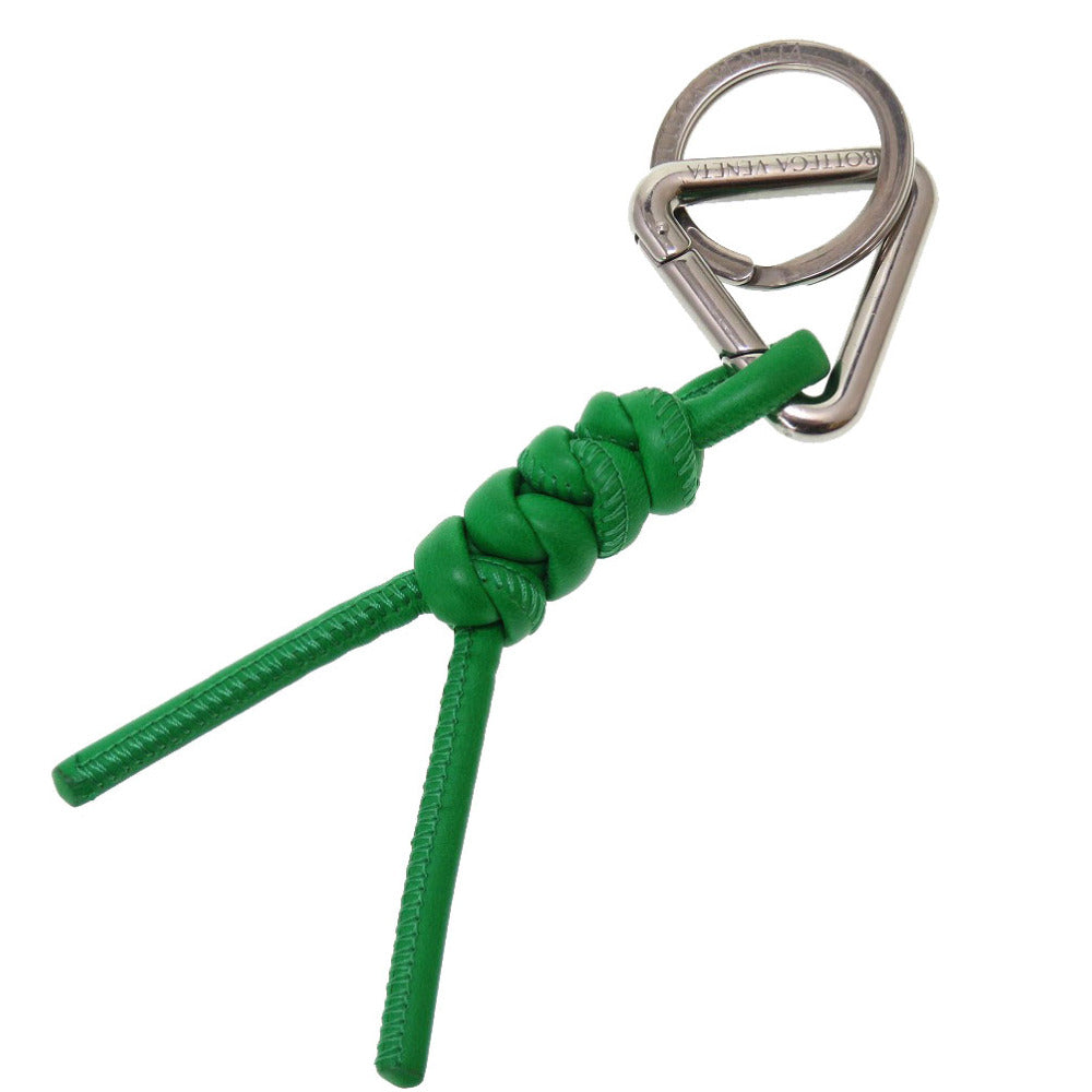 ボッテガヴェネタ トライアングル レザー グリーン メタル キーリング キーホルダー 緑 0089 【中古】 BOTTEGAVENETA