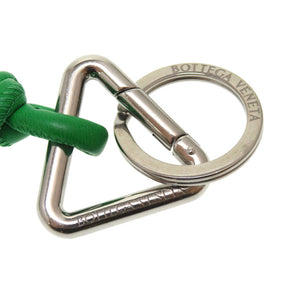 ボッテガヴェネタ トライアングル レザー グリーン メタル キーリング キーホルダー 緑 0089 【中古】 BOTTEGAVENETA