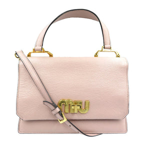 ミュウミュウ マドラス 2WAY ターンロック レザー ゴールド金具 ピンク レッド ショルダーバッグ ハンドバッグ 0093【中古】miumiu