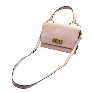 ミュウミュウ マドラス 2WAY ターンロック レザー ゴールド金具 ピンク レッド ショルダーバッグ ハンドバッグ 0093【中古】miumiu