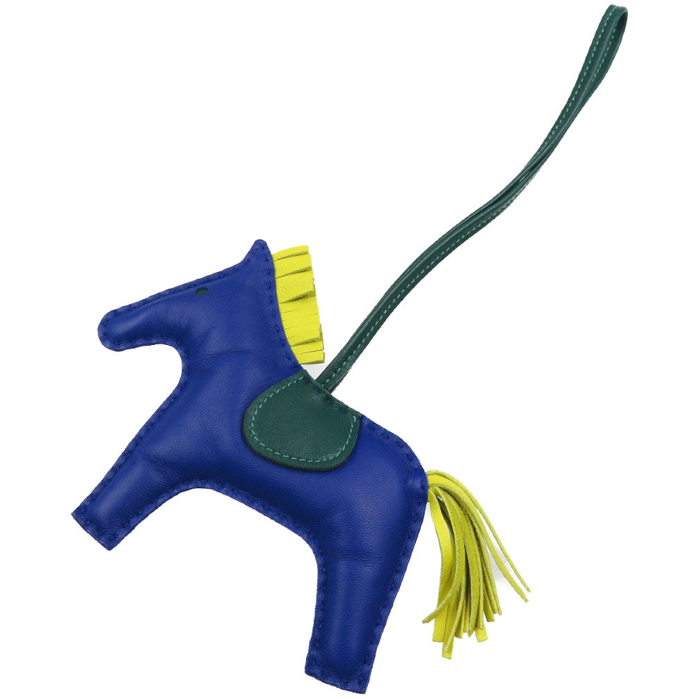 新品同様 エルメス ロデオMM A刻印 アニョーミロ スイフト ブルーエレクトリック マラカイト ライム ブルー バッグチャーム 0096【中古】HERMES