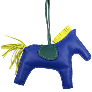 新品同様 エルメス ロデオMM A刻印 アニョーミロ スイフト ブルーエレクトリック マラカイト ライム ブルー バッグチャーム 0096【中古】HERMES