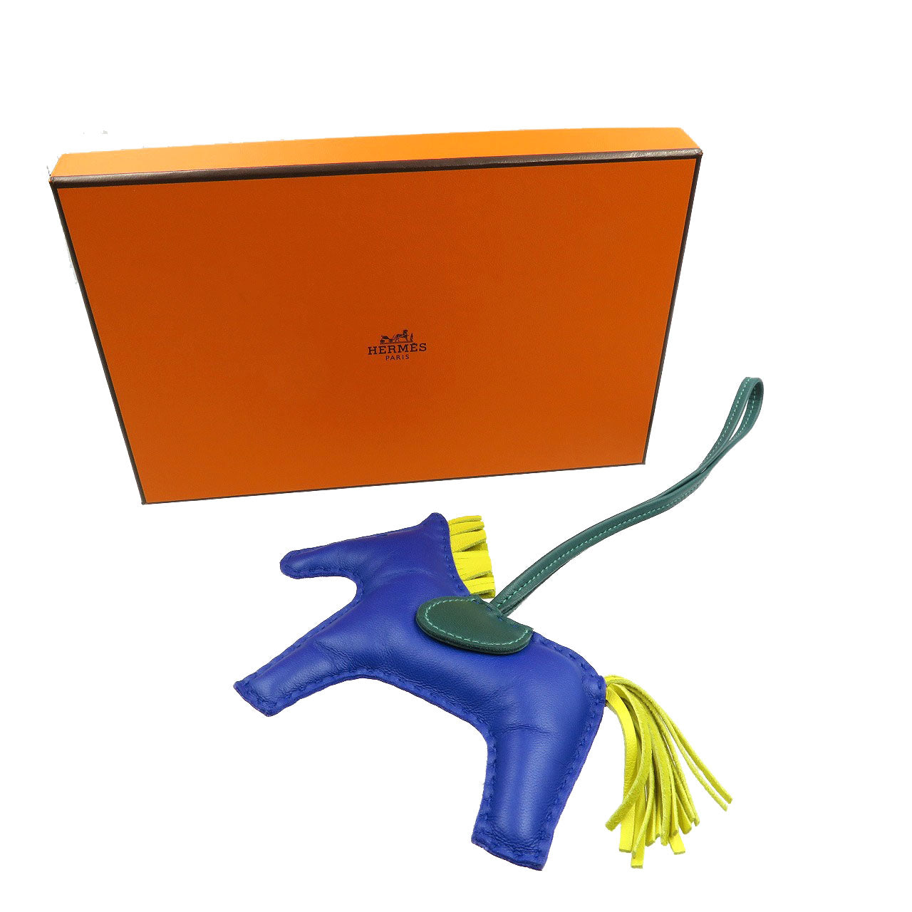 新品同様 エルメス ロデオMM A刻印 アニョーミロ スイフト ブルーエレクトリック マラカイト ライム ブルー バッグチャーム 0096【中古】HERMES
