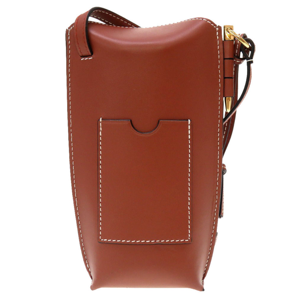 新品同様 ロエベ ゲートポケット レザー ブラウン ゴールド金具 ショルダーバッグ バッグ 茶 0098 【中古】 LOEWE