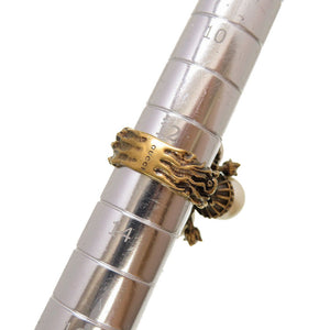 美品 グッチ インターロッキングG 13号 メタル ゴールド フェイクパール リング 指輪 0099【中古】GUCCI