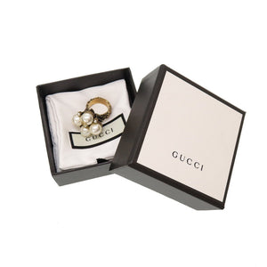 美品 グッチ インターロッキングG 13号 メタル ゴールド フェイクパール リング 指輪 0099【中古】GUCCI