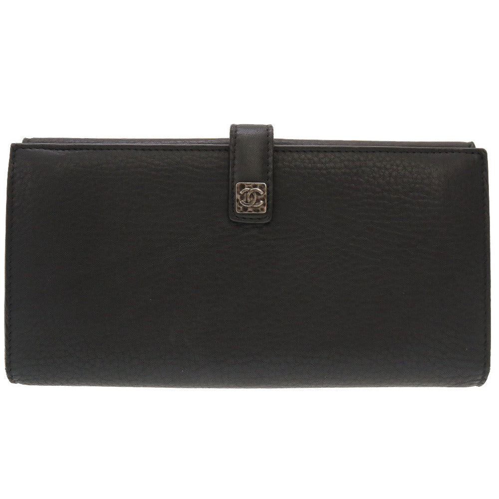 美品 シャネル レザー 15番台 ブラック 黒 Ｗホック長財布 財布 0102【中古】CHANEL